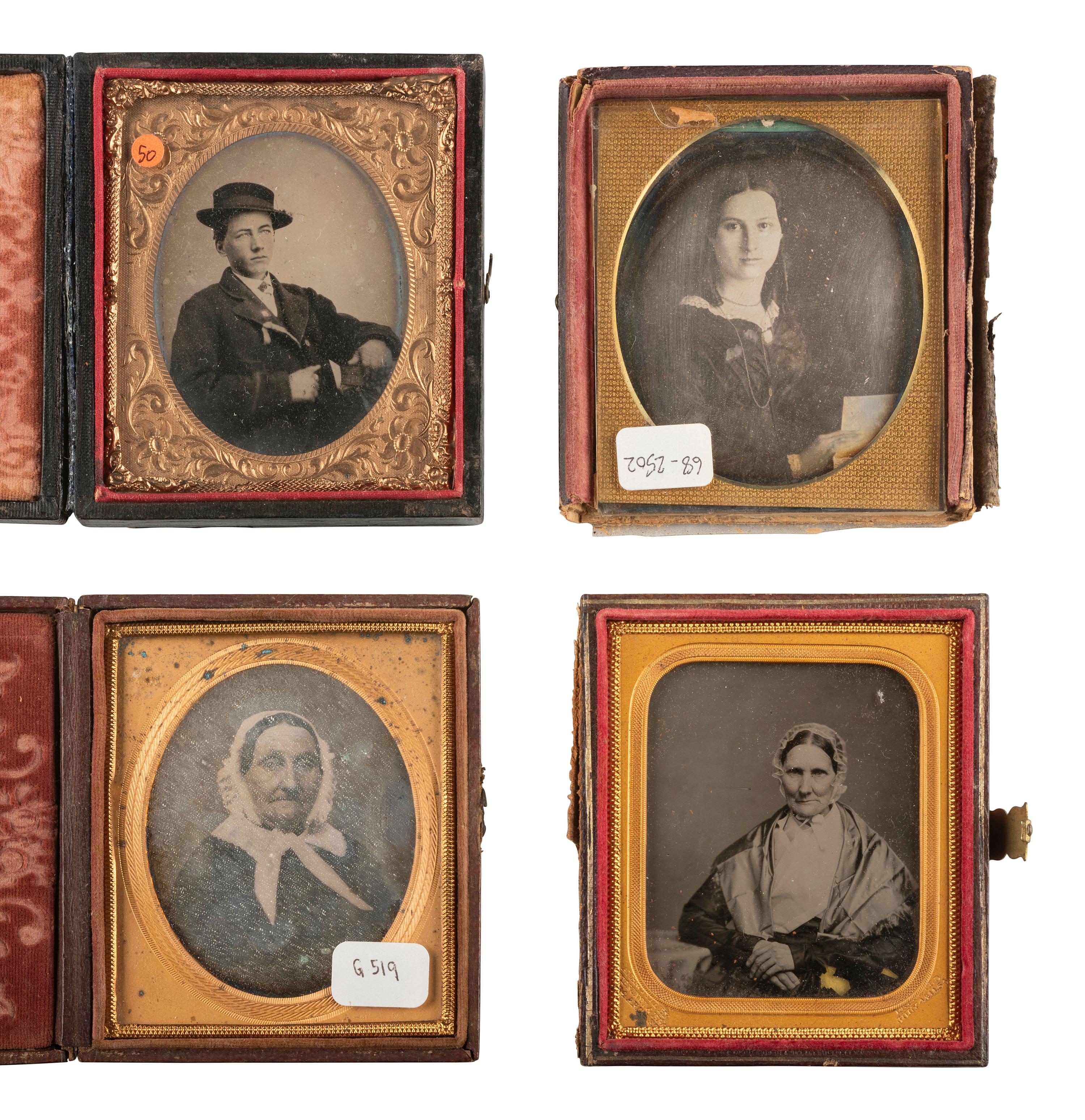 [EARLY PHOTOGRAPHY]. Assorted portraiture incl. daguerreotypes, ambrotypes, tintypes, and others.
