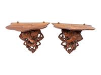 A Pair of Black Forest Style Carved Oak Wall Brackets