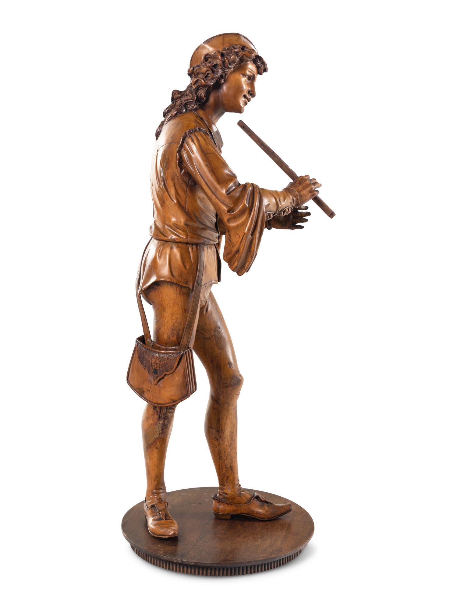 A Venetian Carved Wood Figure of a Musician in the Manner of Valentino Besarel