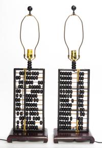 A Pair of Abacuses Mounted as Lamps Height overall 30 1/2 inches.