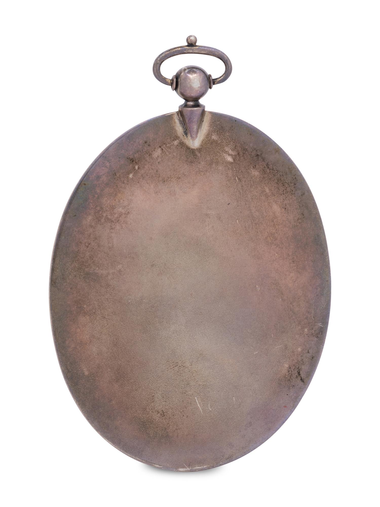 A Continental Silver-Framed Porcelain Plaque