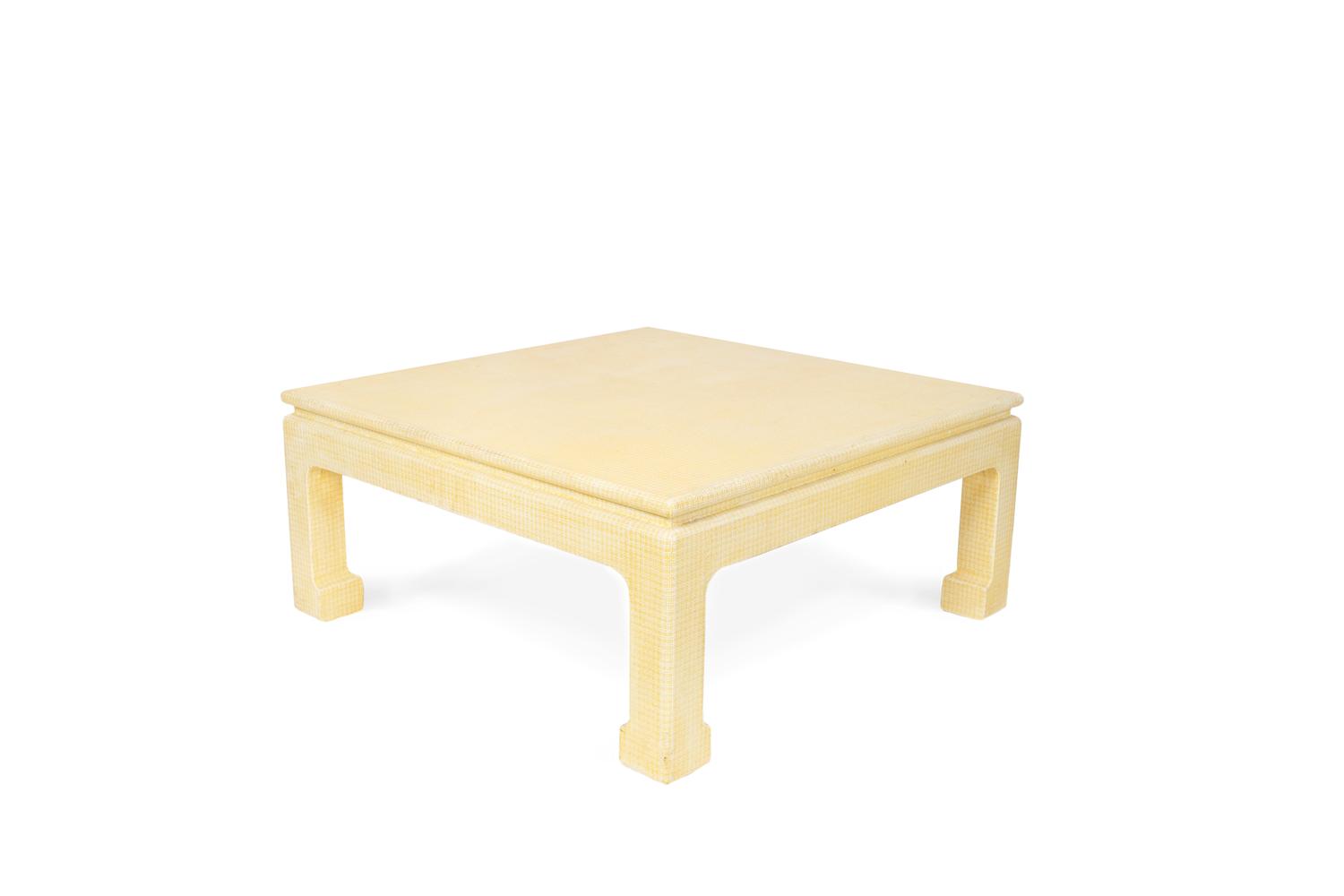 A Chinese Style Cloth-Wrapped Coffee Table — IN THE MANNER OF KARL SPRINGER, 20TH CENTURY