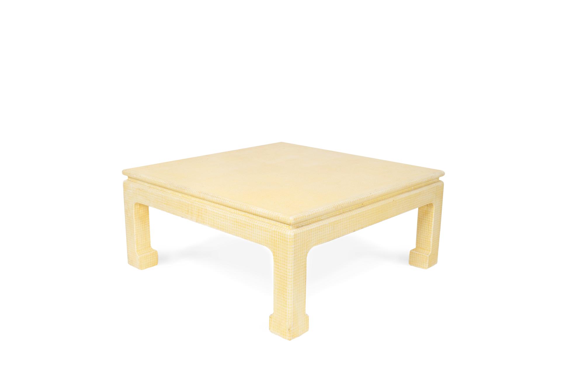 A Chinese Style Cloth-Wrapped Coffee Table — IN THE MANNER OF KARL SPRINGER, 20TH CENTURY