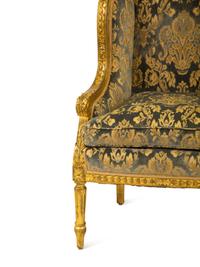 A Pair of Louis XVI Style Giltwood Bergeres a Oreilles