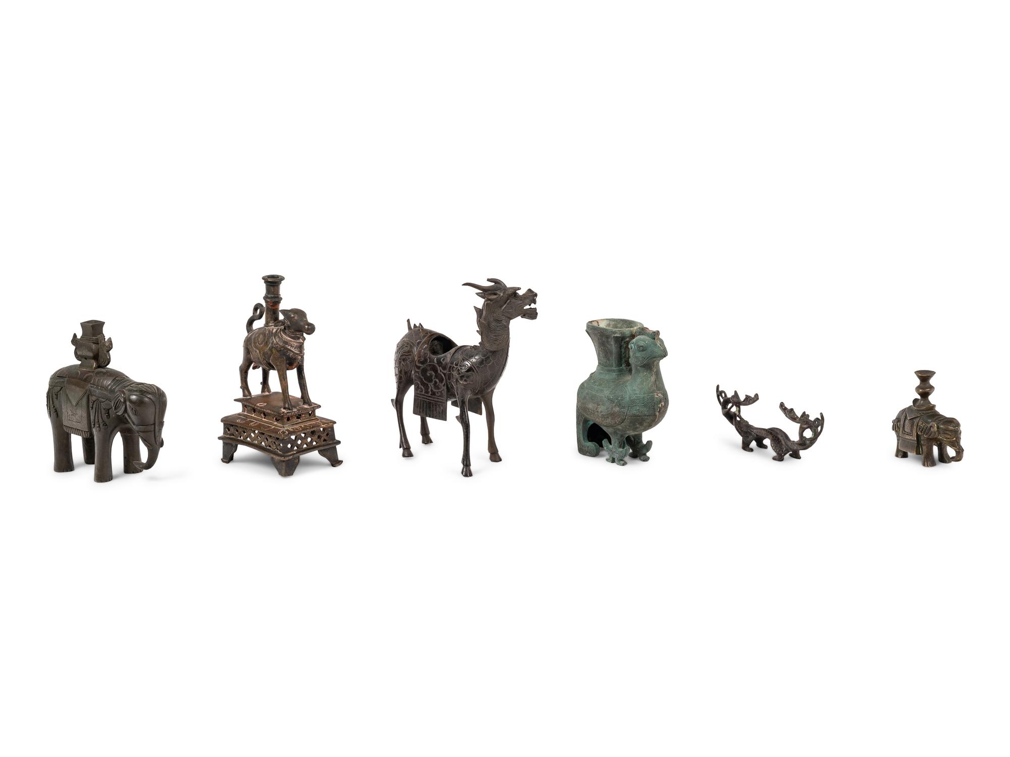 Six Chinese Bronze Animal-Form Articles