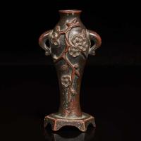A small Chinese patinated bronze incense tool vase 加漆香具小銅瓶 17th/18th century ???????