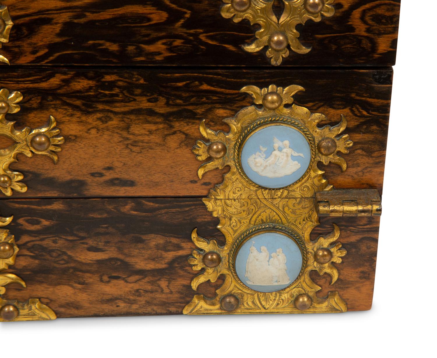 A Victorian Jasperware and Calamander Sewing/Writing Box by Mechi & Bazin