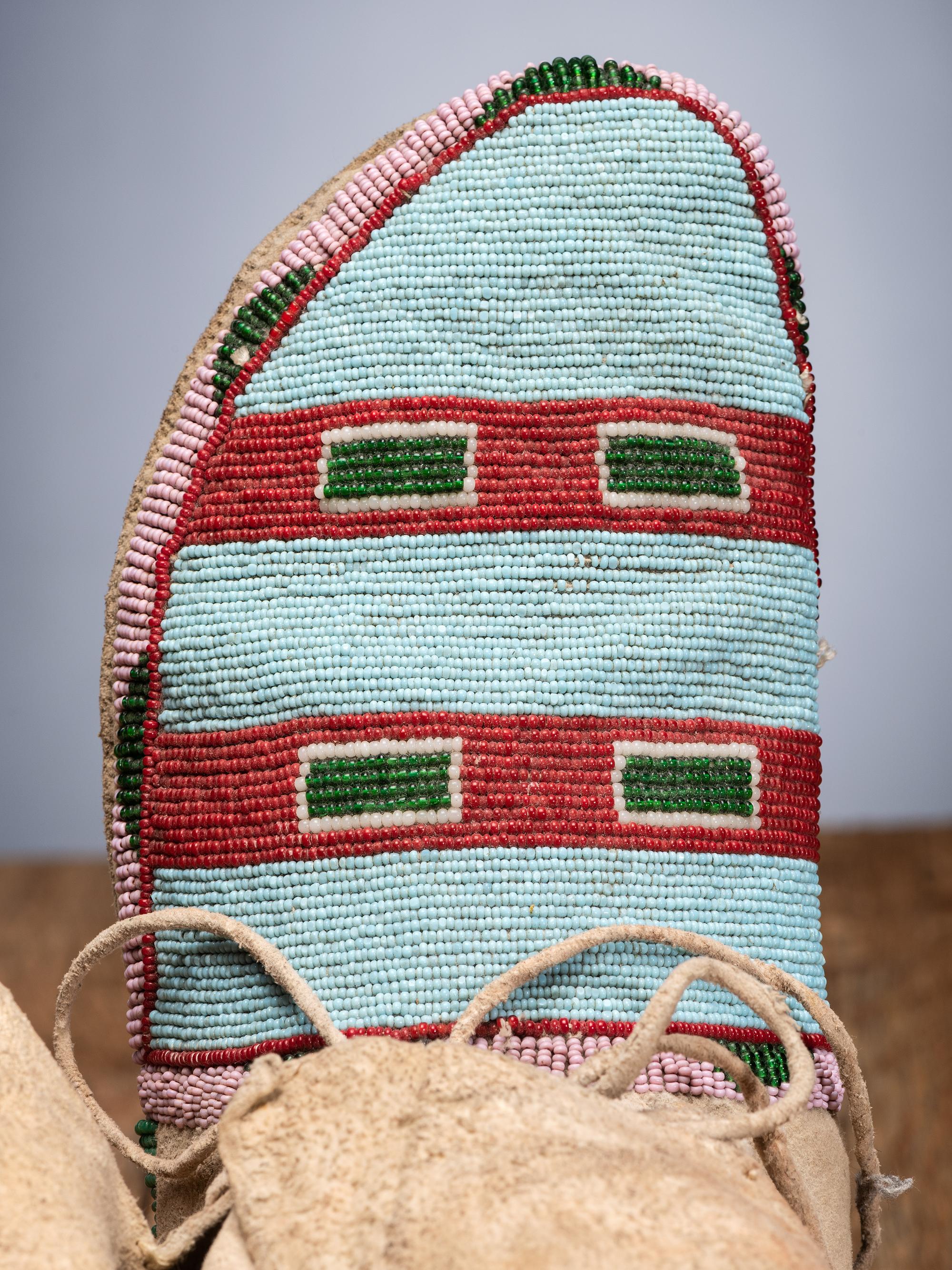 Crow Beaded Hide Hightop Moccasins