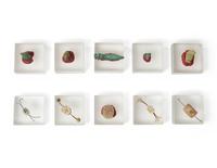 A Group of 10 Egyptian Faience Amulets and Scarabs