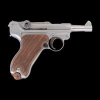 *Bright Finished John Martz Custom Baby Luger 9mm with Matching Stand