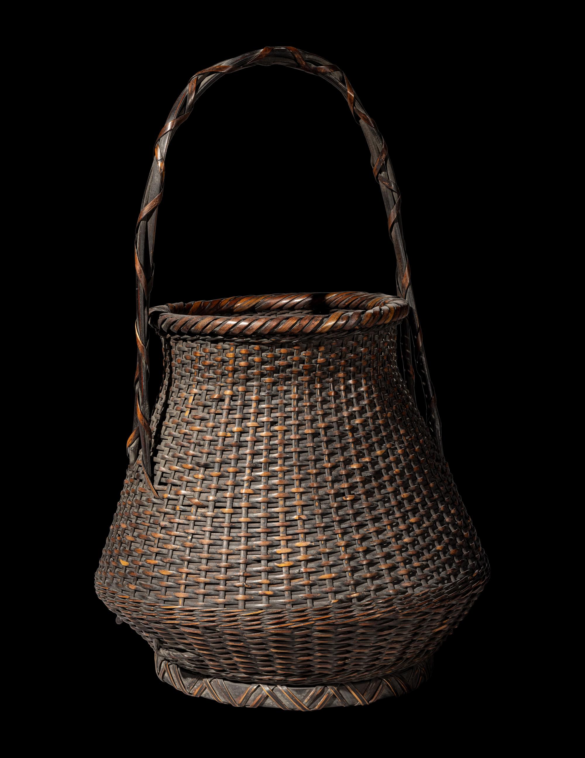 A Japanese Ikebana Bamboo Basket