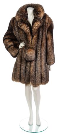 An I. Magnin Brown Russian Fox Fur Coat,