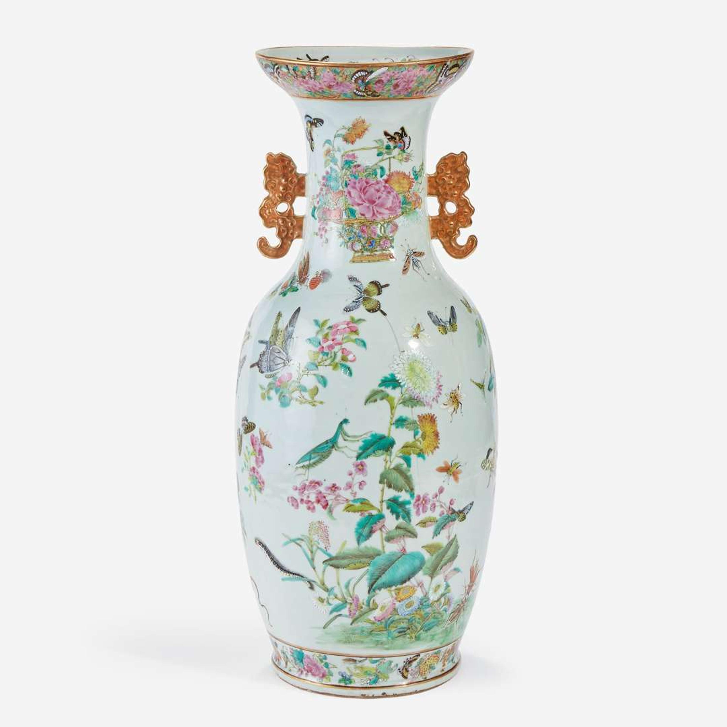 A Chinese Export Porcelain Famille Rose Vase mid 19th century