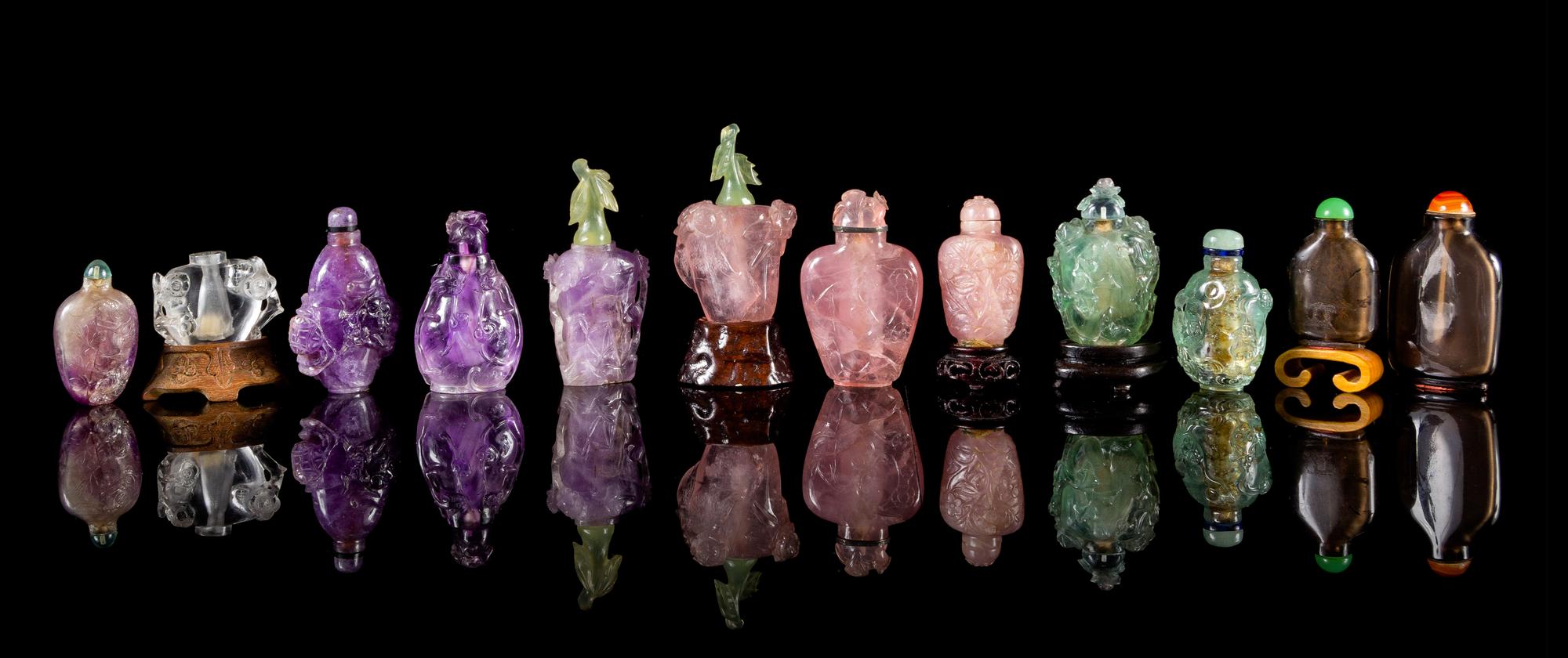 Twelve Hardstone Snuff Bottles — 19TH-20TH CENTURY