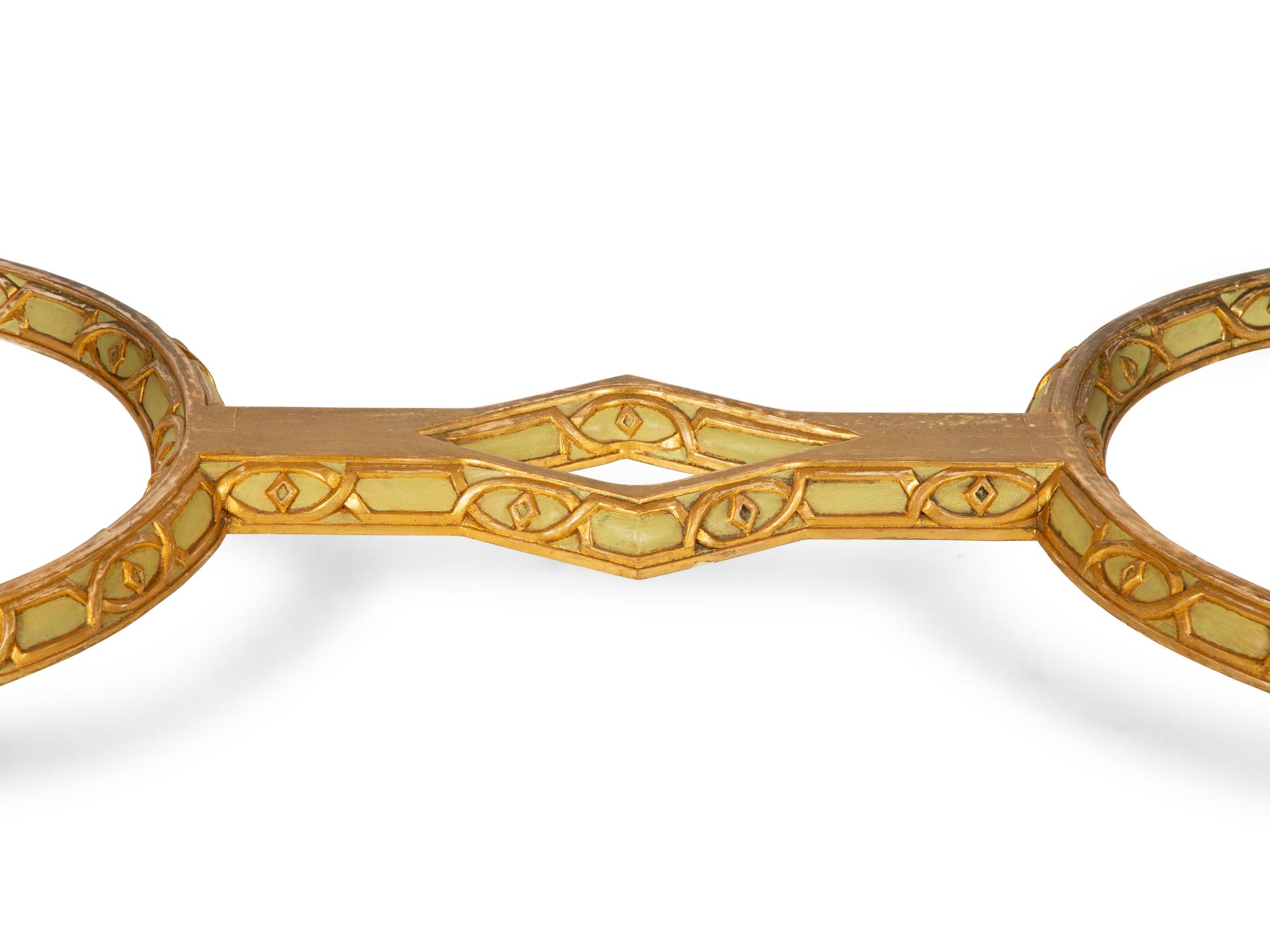 An Italian Painted and Parcel Gilt Marble Top Center Table — 19th/20th Century