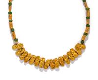A Roman Gold Garland Necklace — with modern green beads