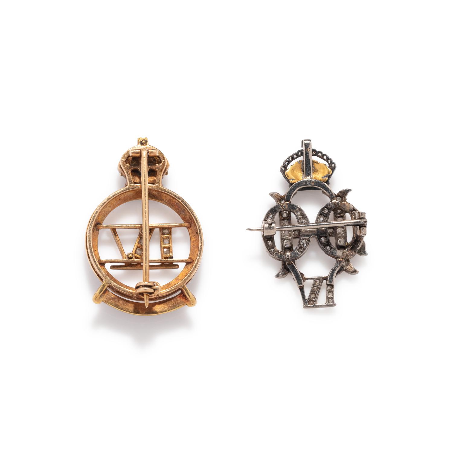 COLLECTION OF ANTIQUE DIAMOND MILITARY BROOCHES