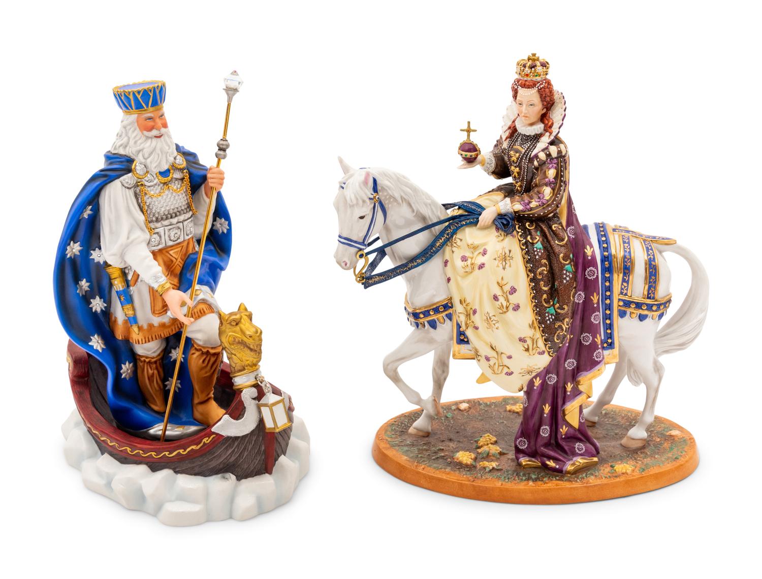 Two Bella Bisque Porcelain Figural Groups