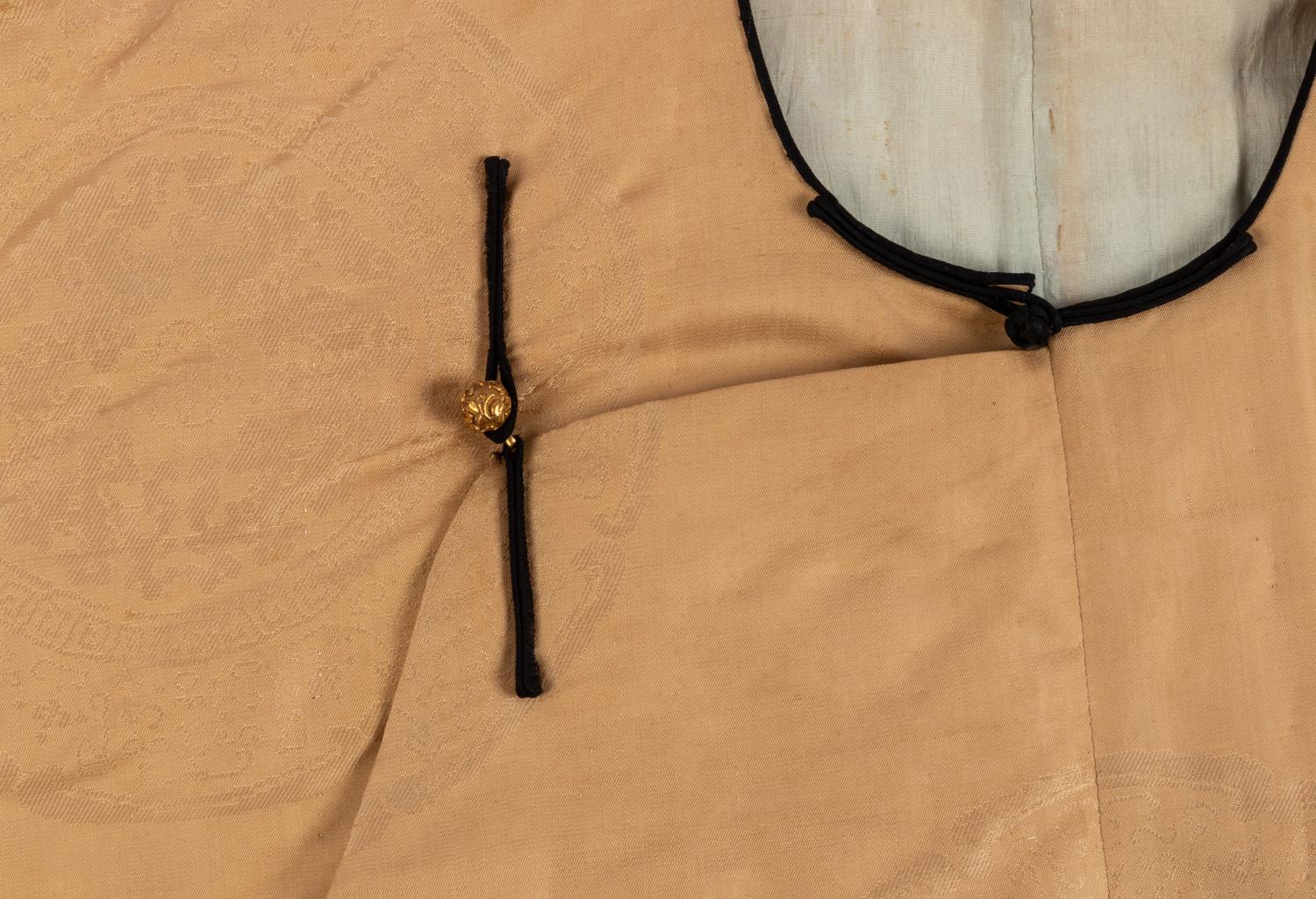 A Pale Yellow Silk and Cotton Padded Winter Robe
