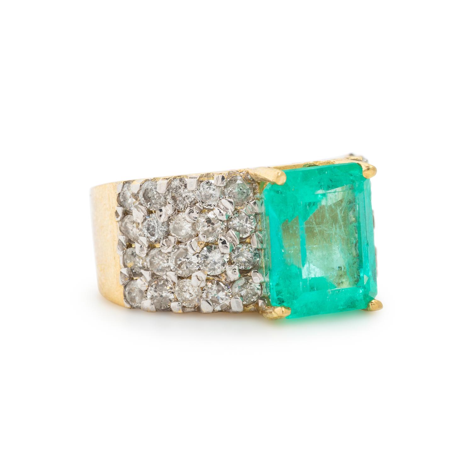 Emerald, Diamond, and Yellow Ring