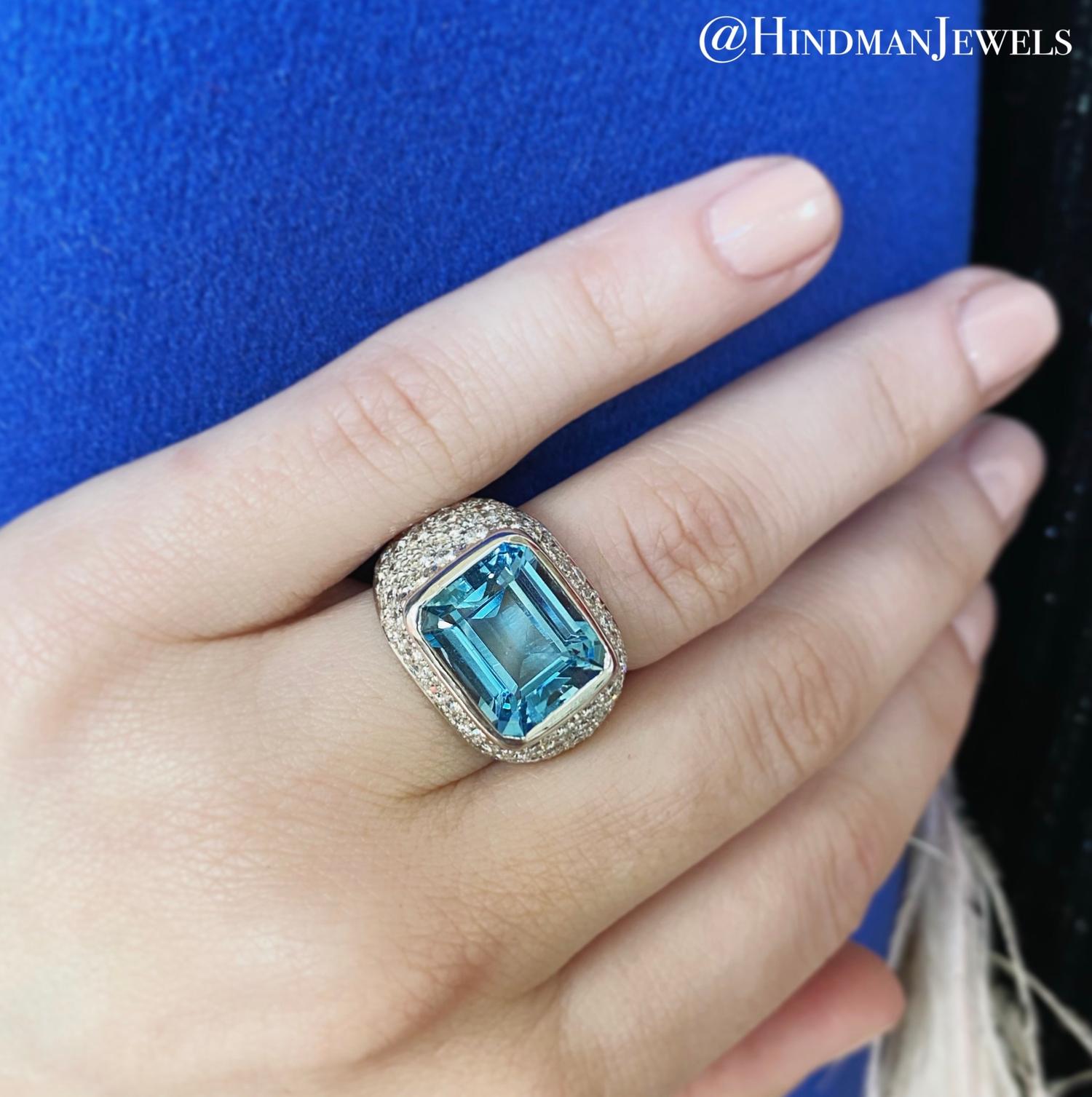 HAMMERMAN BROTHERS, AQUAMARINE AND DIAMOND RING