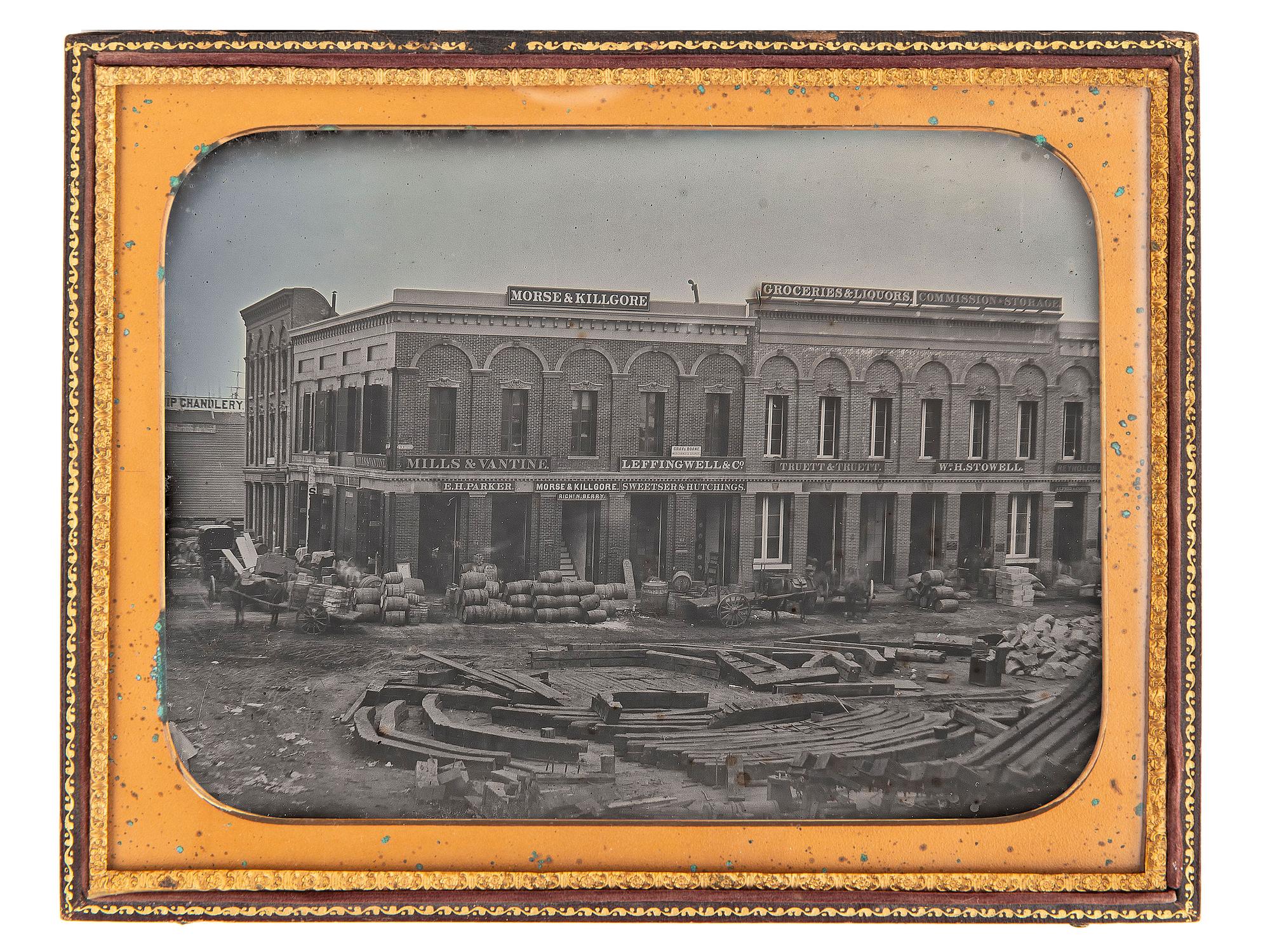 [CALIFORNIA - EARLY PHOTOGRAPHY]. Whole plate daguerreotype of San Francisco, California. Circa 1852-1853.
