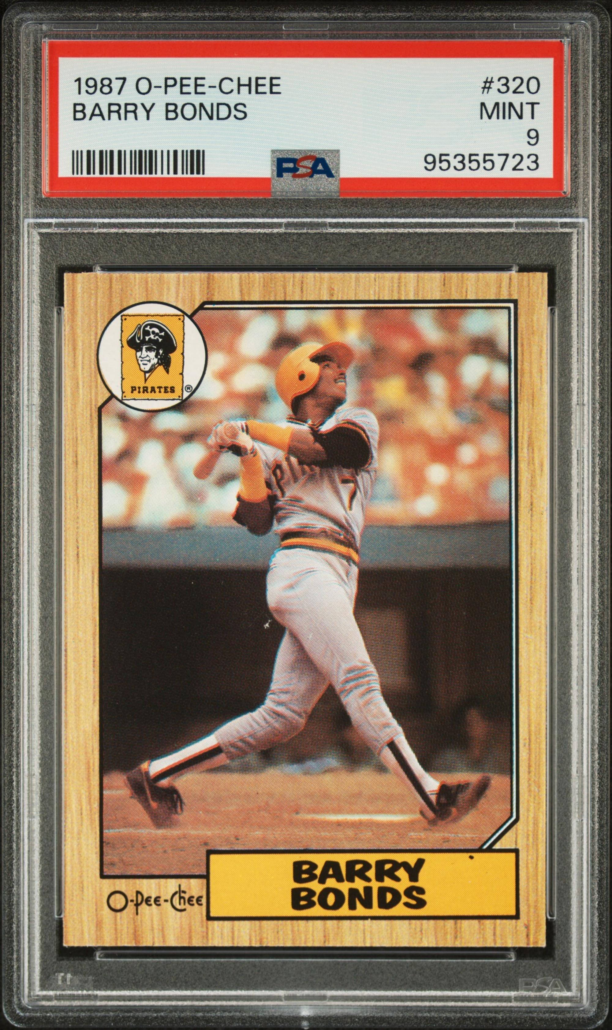 A 1987 Barry Bonds O-Pee-Chee Rookie Baseball Card No. 320 (PSA 9 MINT)