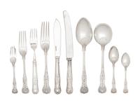 A Cooper Brothers Silver Flatware Service in a Fitted Burl Walnut Chest