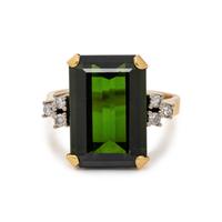 YELLOW GOLD, GREEN TOURMALINE, AND DIAMOND RING