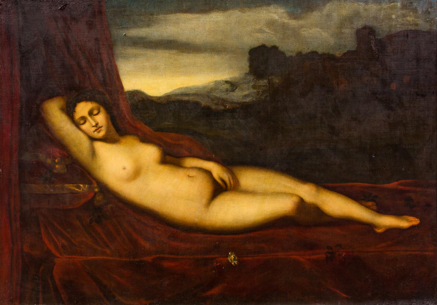 After Giorgione, (Italian, 17th Century), Reclining Venus
