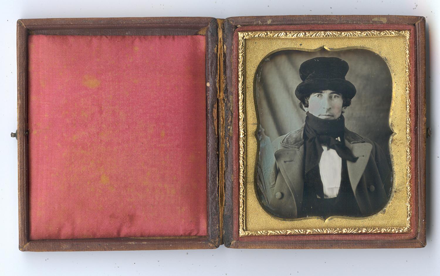 [Daguerreotype] Occupational Image of Man with Fabric or Document