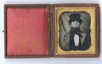 [Daguerreotype] Occupational Image of Man with Fabric or Document