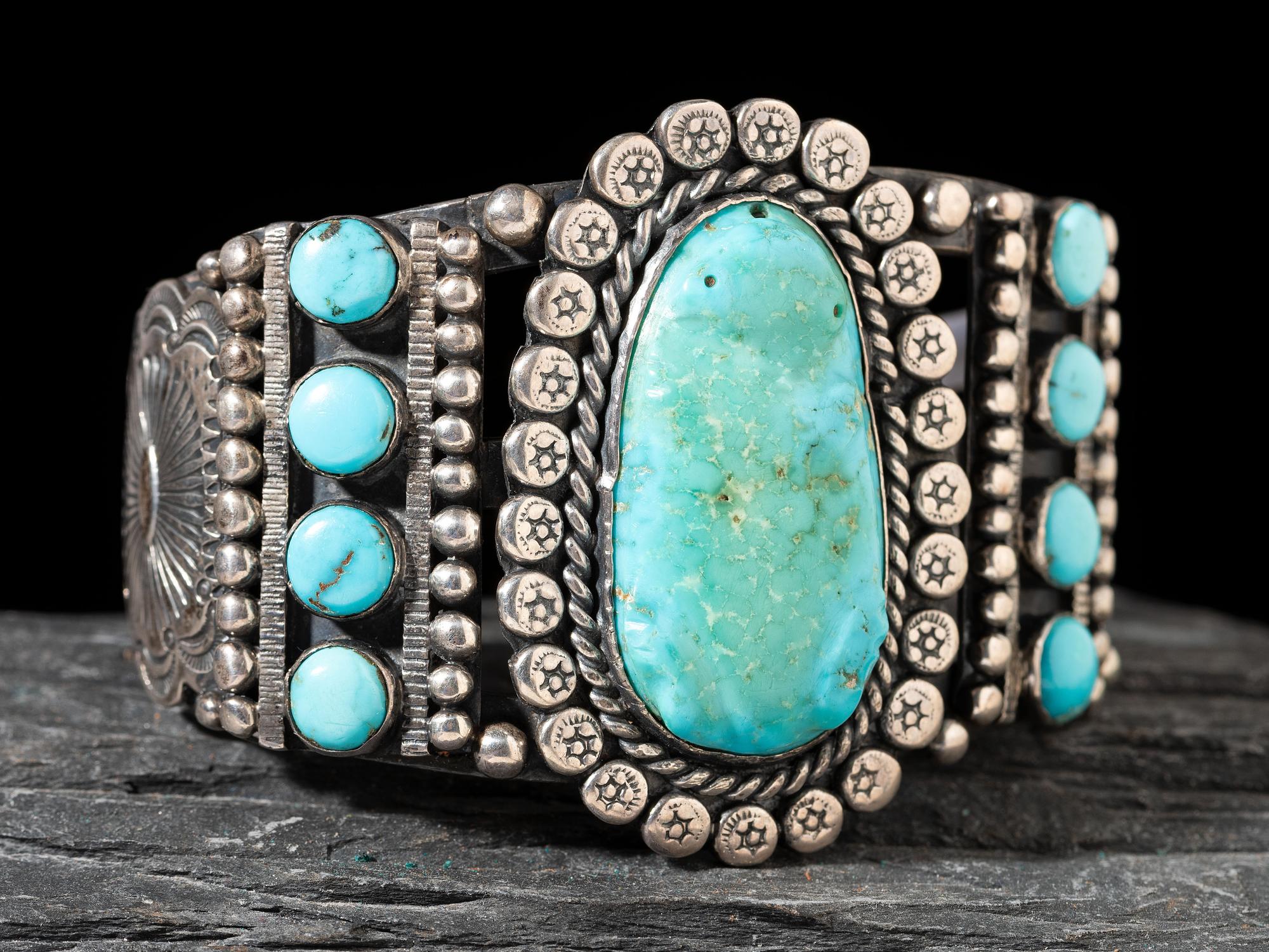 Carved Turquoise Frog Cuff Bracelet