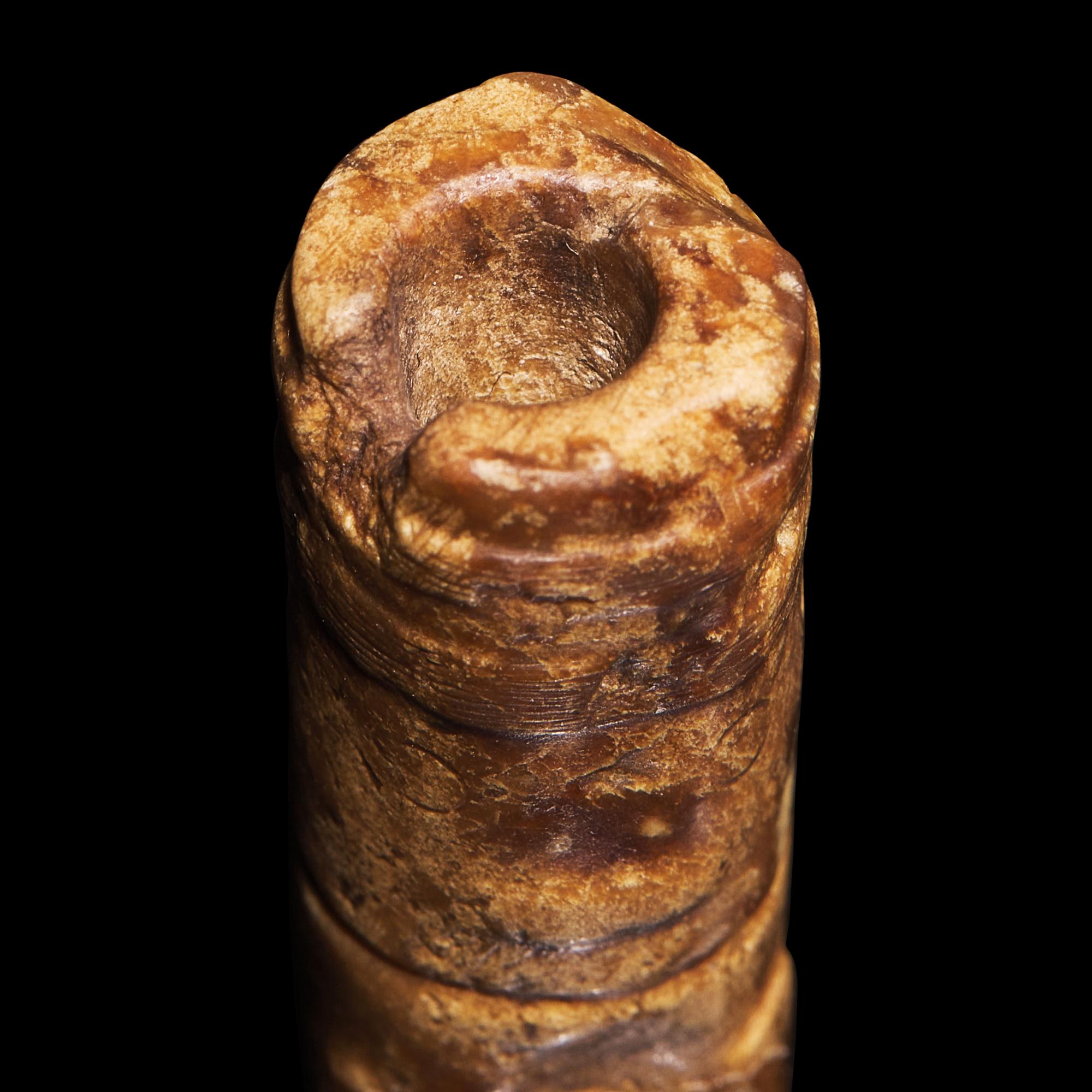 An Archaic Chinese Jade Pendant with Mask, Liangzhu Culture, and a Jade Jue, Western Zhou 良渚文化神人獸面紋玉勒及西周玉玨各一