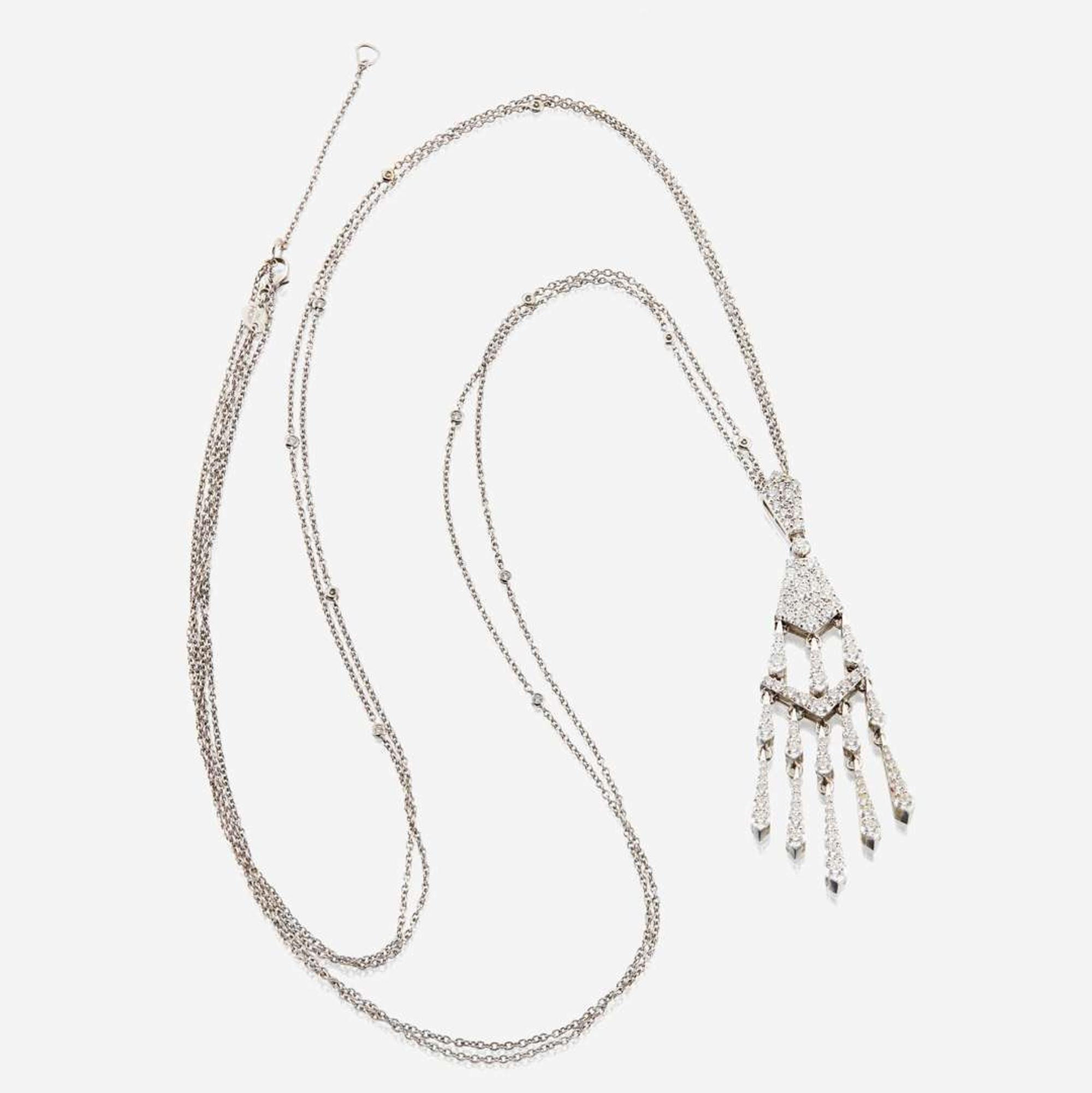 A diamond and white gold necklace, Hearts on Fire Triplicity