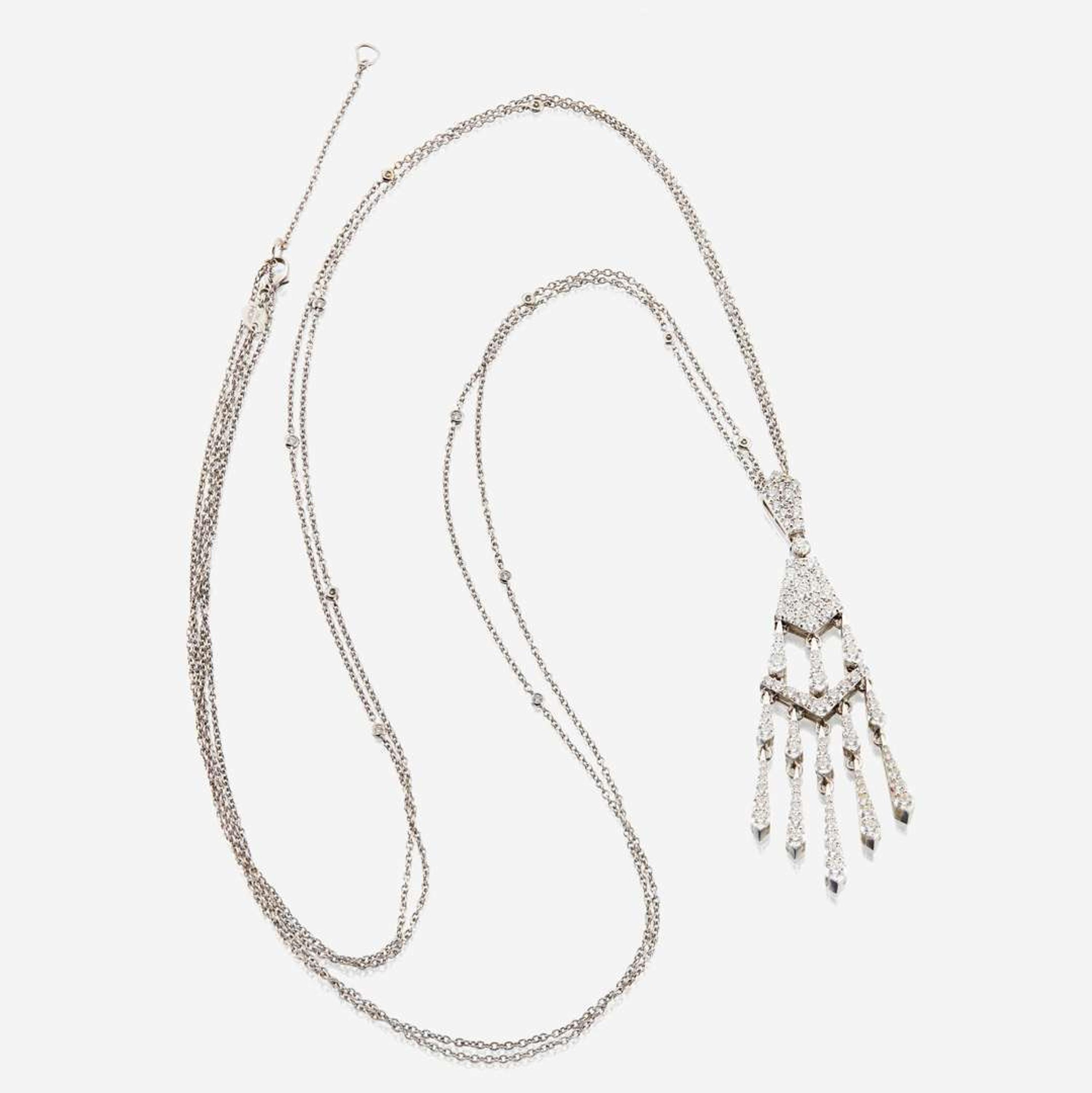 A diamond and white gold necklace, Hearts on Fire Triplicity