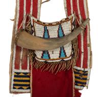 Yankton Sioux Beaded Buffalo Hide Shot Pouch, with Powder Horn