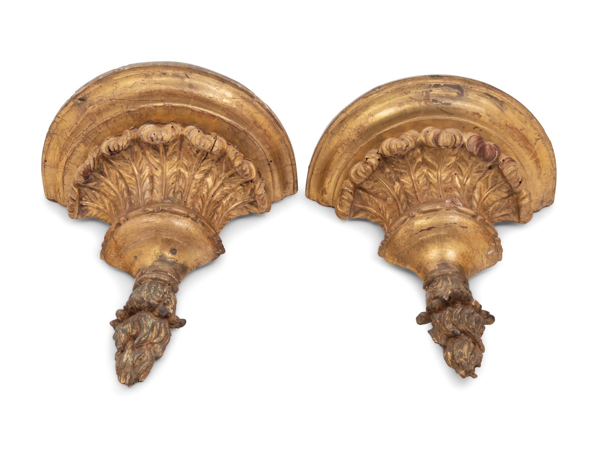 A Pair of Continental Giltwood Wall Brackets
