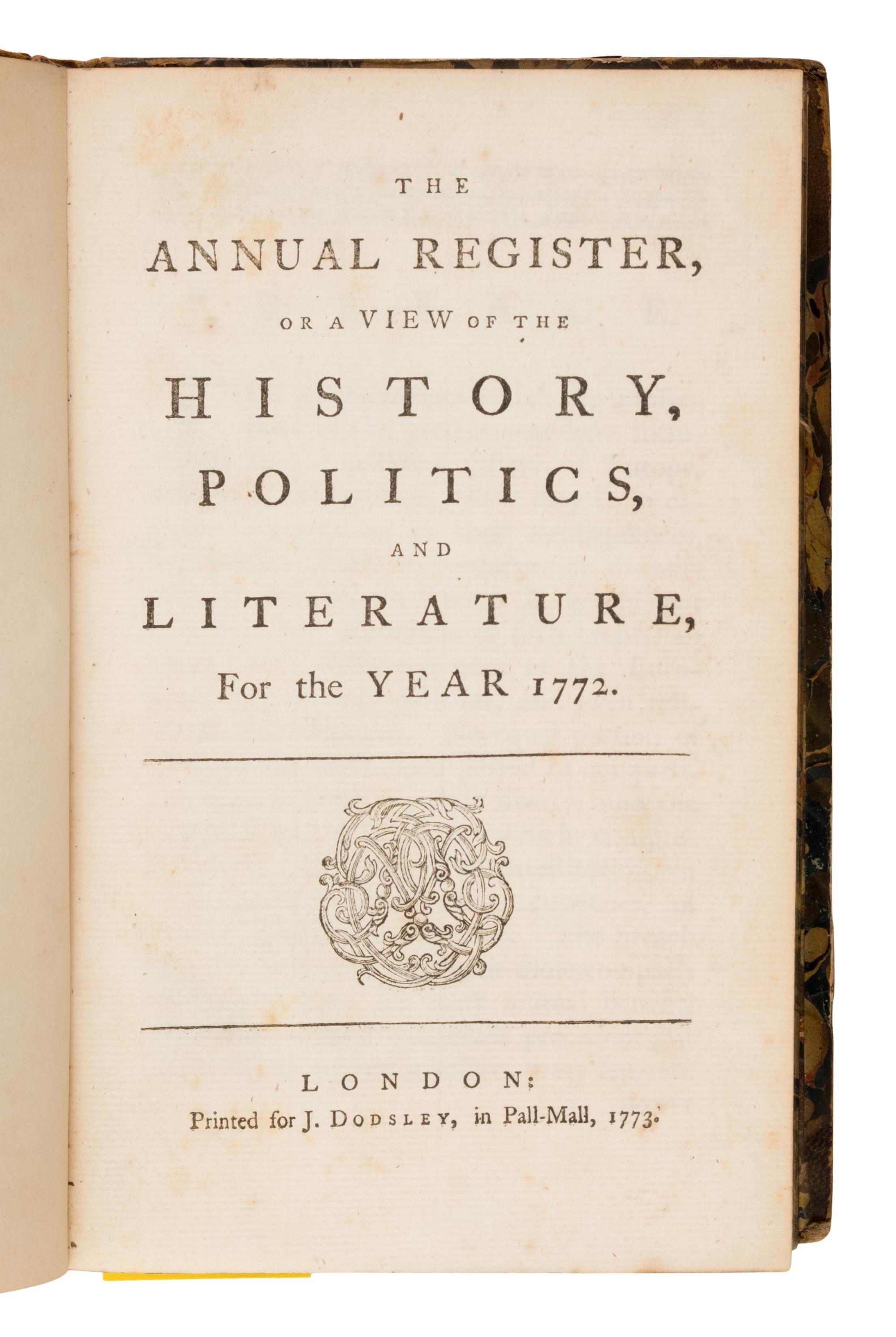 [African American]. -- [Wheatley, Phillis (1753-1784)]. "Recollection. To Miss A__ M__, Humbly Inscribed by the Authoress." In: The Annual Register... for the Year 1772 . London: for J. Dodsley, 1773.