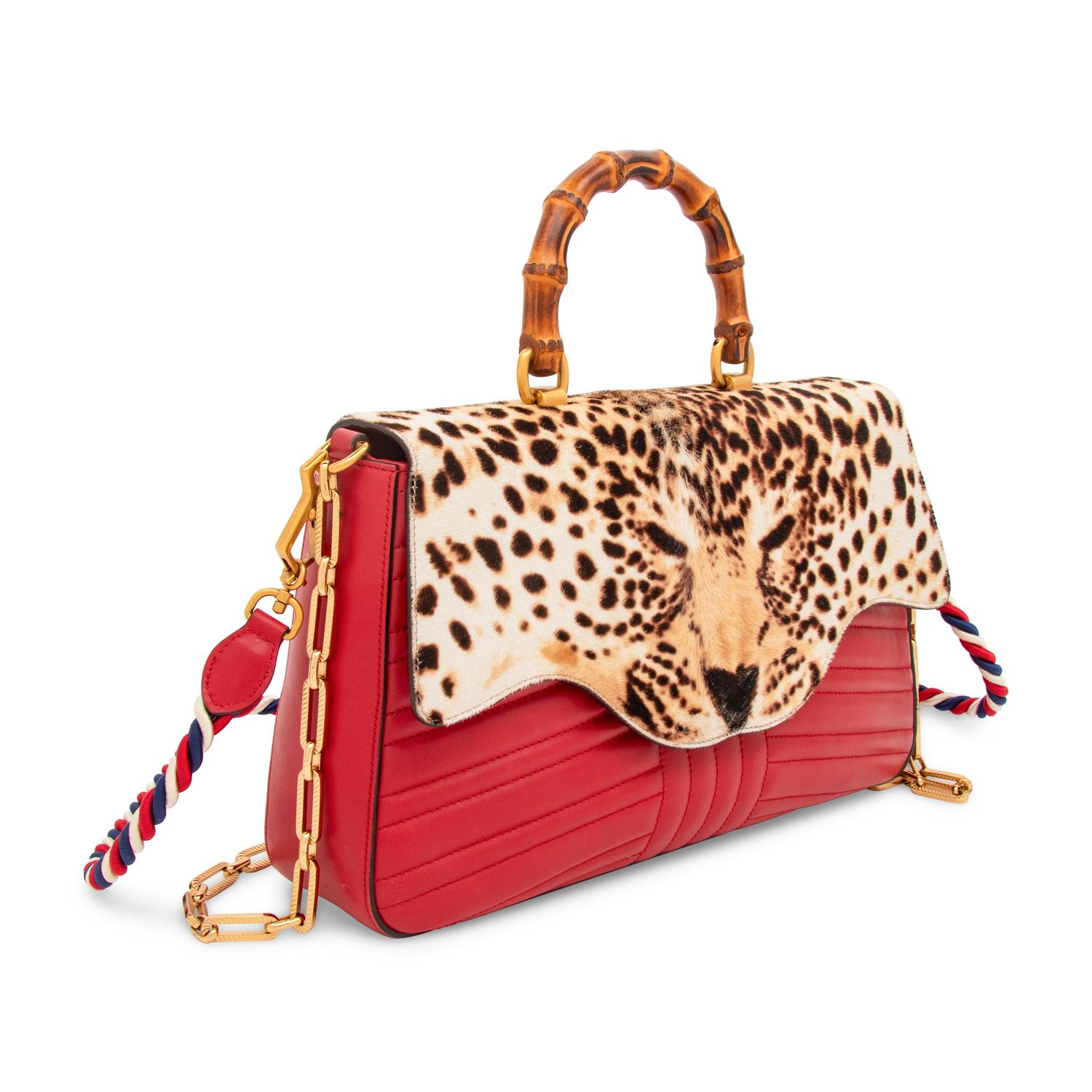 GUCCI, JAGUAR-PRINT PONY & BAMBOO BAG