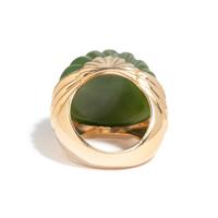 YELLOW GOLD AND CARVED NEPHRITE RING