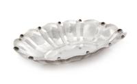 A Vienna Secessionist Silver and Onyx-Inset Bowl, Likely Executed by Naum Slutzky for Wiener Werkstatte, Vienna, Circa 1915, of oval fo