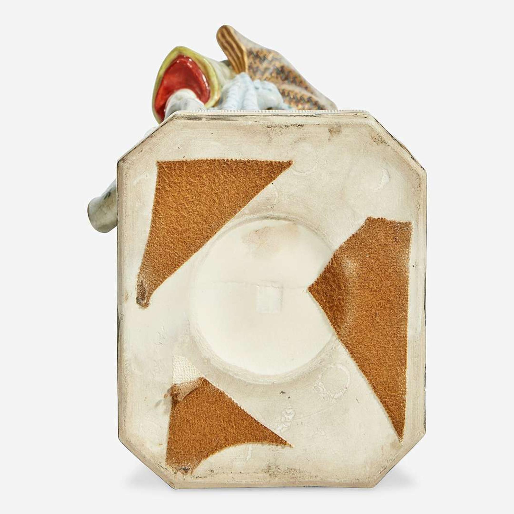 A Japanese enameled Satsuma-type pottery figure of a bijin, Kinkozan studios late 19th/early 20th Century