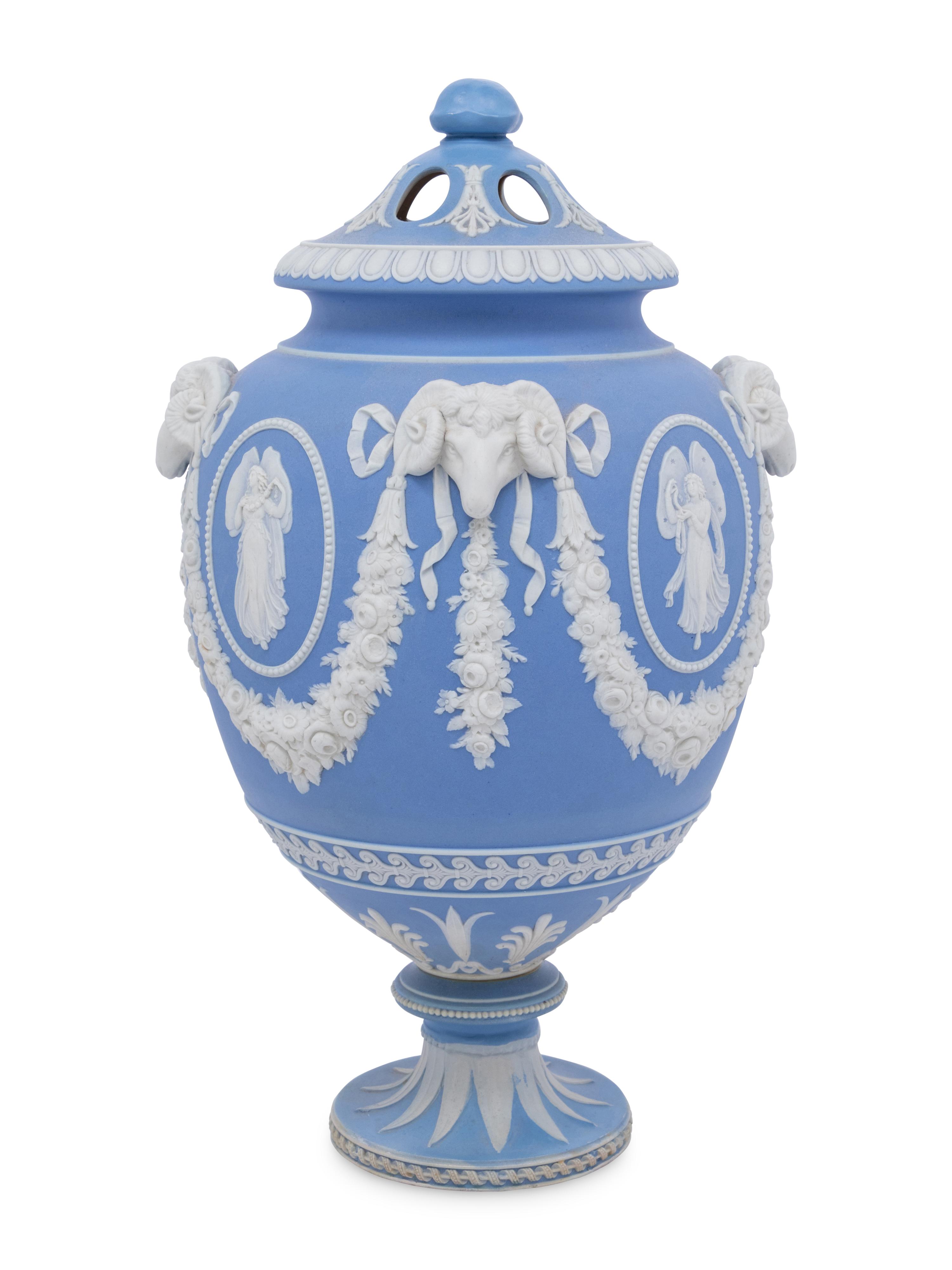 A Large Wedgwood Jasperware Potpourri Urn and Cover