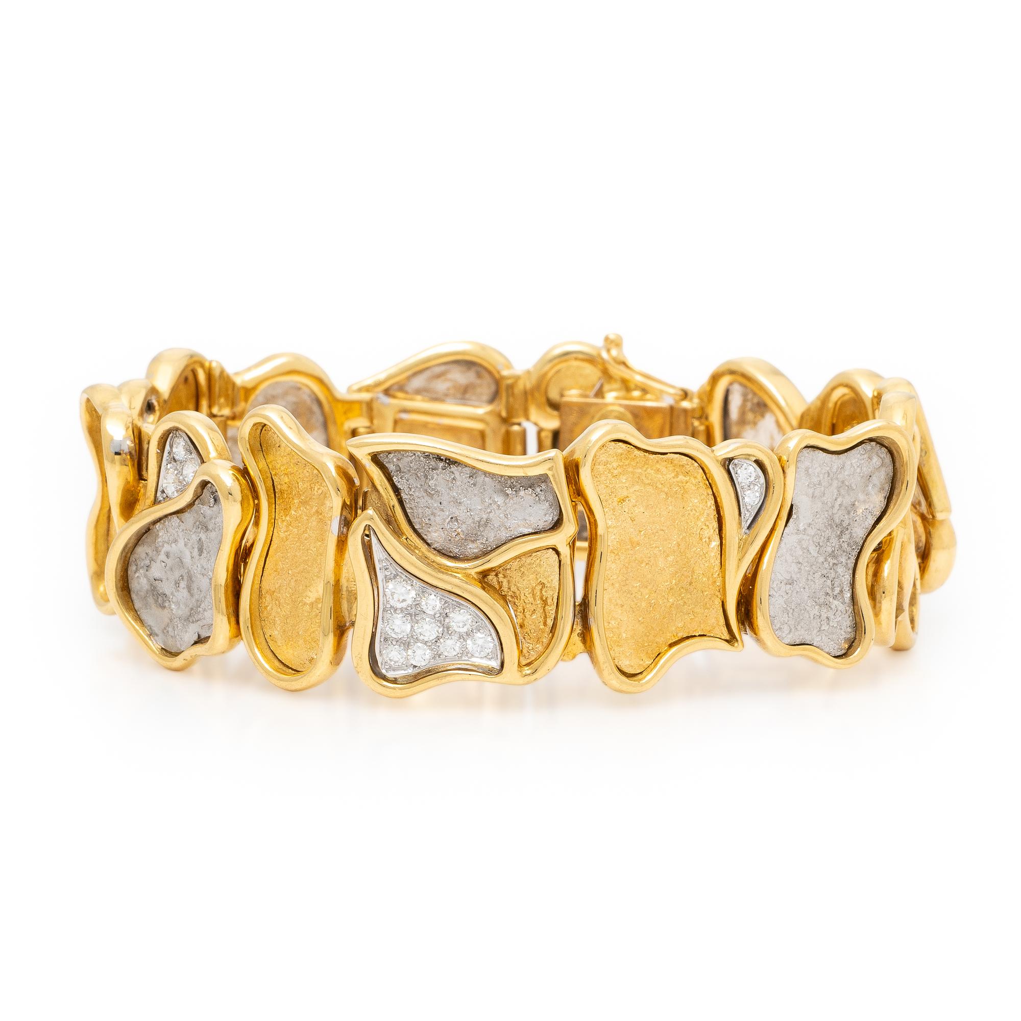 Julia Plana, Yellow Gold, Platinum, and Diamond Bracelet