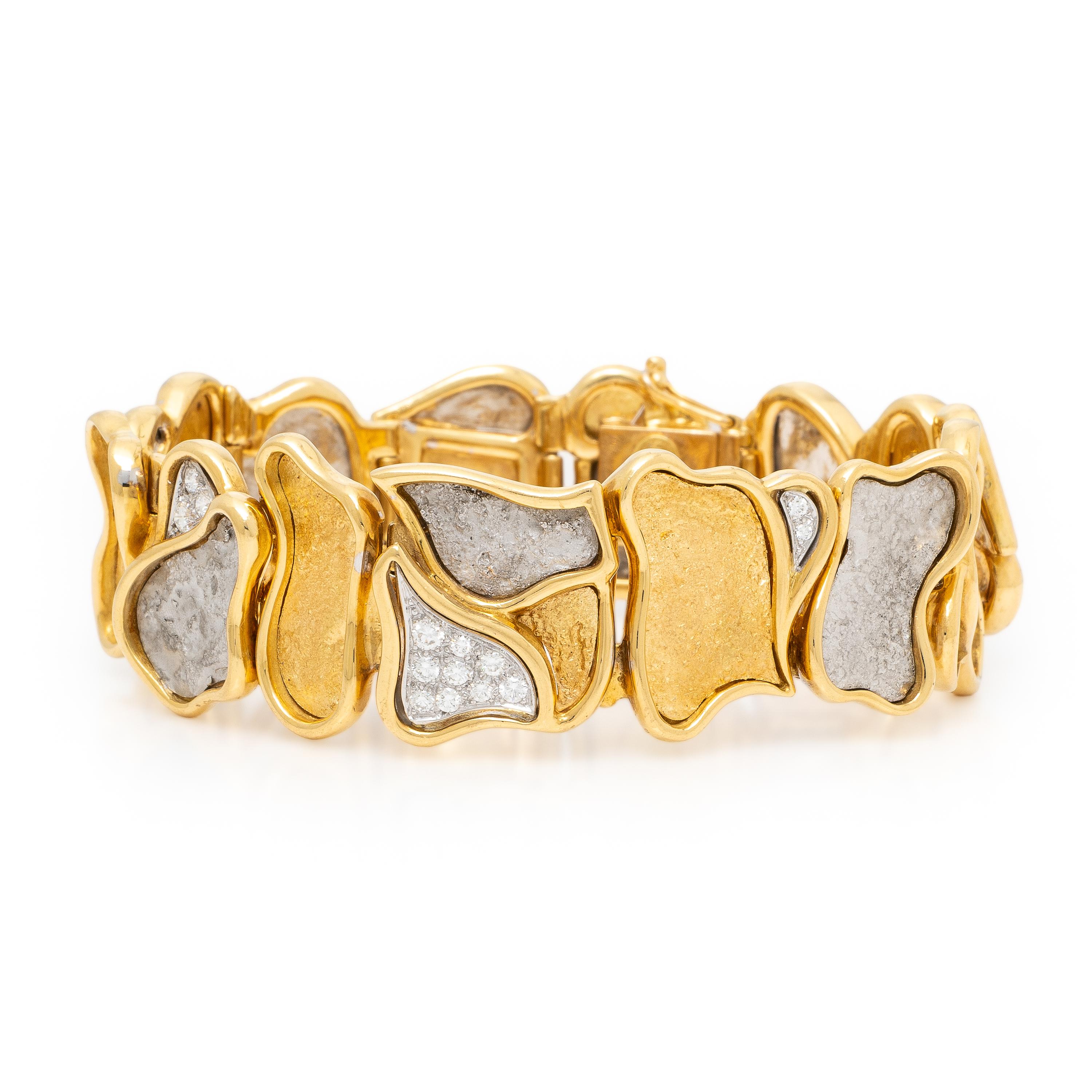 Julia Plana, Yellow Gold, Platinum, and Diamond Bracelet