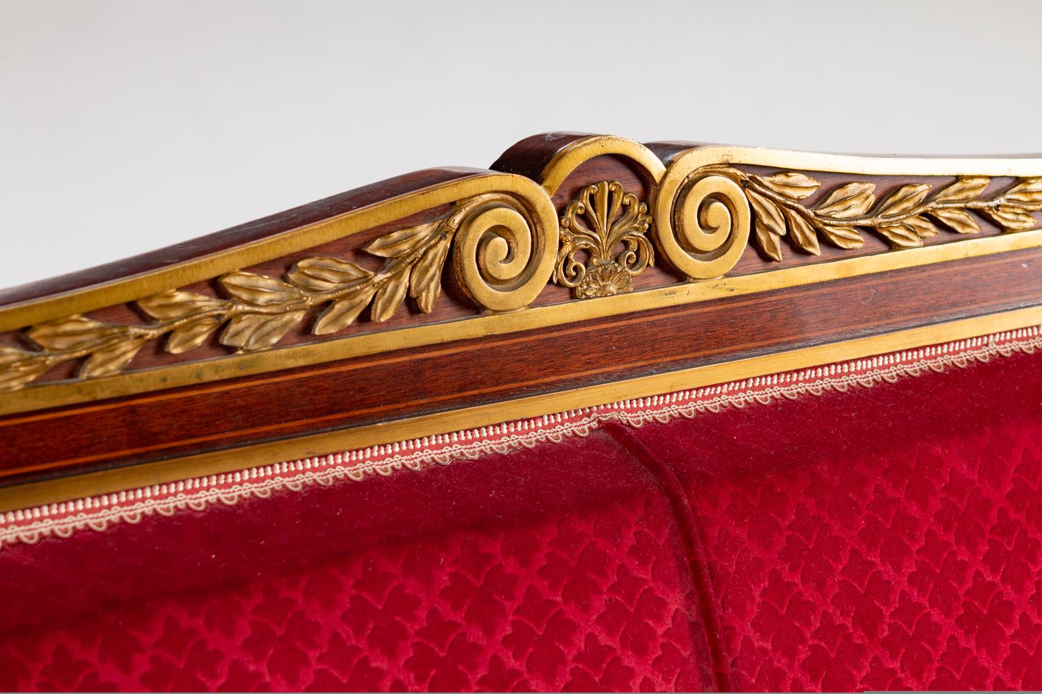 An Empire Style Gilt-Bronze-Mounted Mahogany Settee — LATE 19TH CENTURY