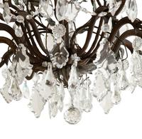 A Continental Patinated Bronze, Tole and Cut Glass Twelve-Light Chandelier