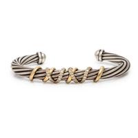 David Yurman, 'Helena,' Sterling Silver, Yellow Gold, and Diamond Cable Cuff Bracelet