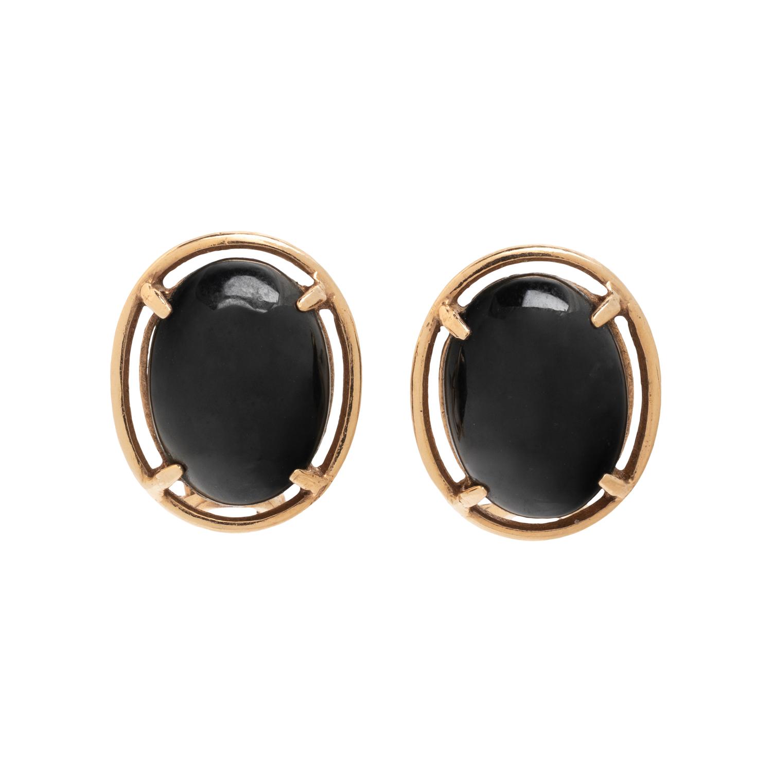 BLACK JADE AND YELLOW GOLD EARRINGS